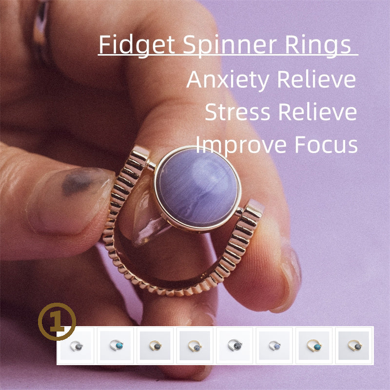 Original Fidget Spinner Rings Natural Stone Rings Replaceable Spinners For Anxiety And Stress Relief Jewelry Gifts Tax & Shipping included