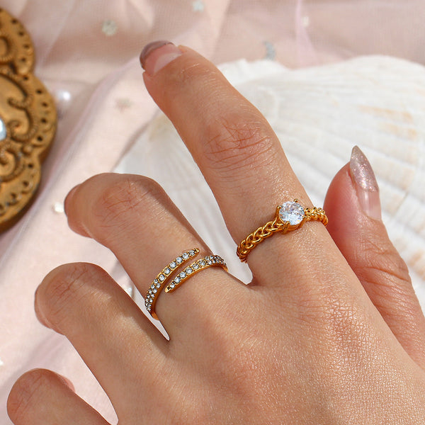 Gold-plated Diamond Personality Simple Open-end Zircon Ring Tax & Shipping included