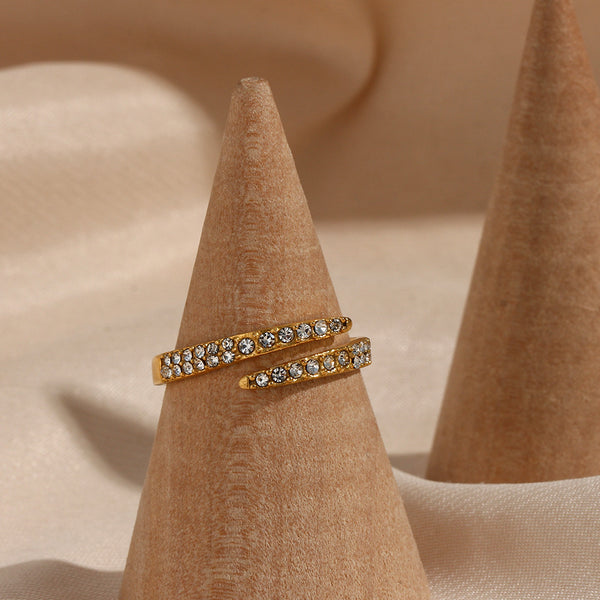 Gold-plated Diamond Personality Simple Open-end Zircon Ring Tax & Shipping included