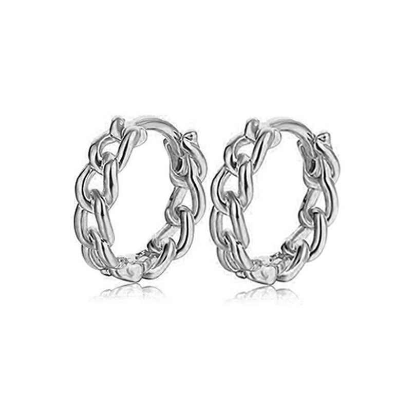 Europe And The United States Cross-border Explosion Models Personality Chain Earrings S925 Sterling Silver Circle-shaped Earrings Senior Sense Of INS Earrings Tax & Shipping included