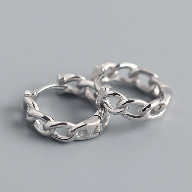 Europe And The United States Cross-border Explosion Models Personality Chain Earrings S925 Sterling Silver Circle-shaped Earrings Senior Sense Of INS Earrings Tax & Shipping included