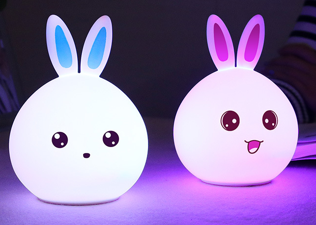 Cute Night Light Animal Rabbit Night lamps Touch Sensor Silicone LED Colorful Lights - One7K