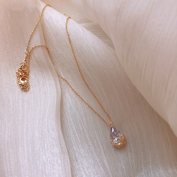 Crystal Water Drop Pendant Necklace Women - One7K