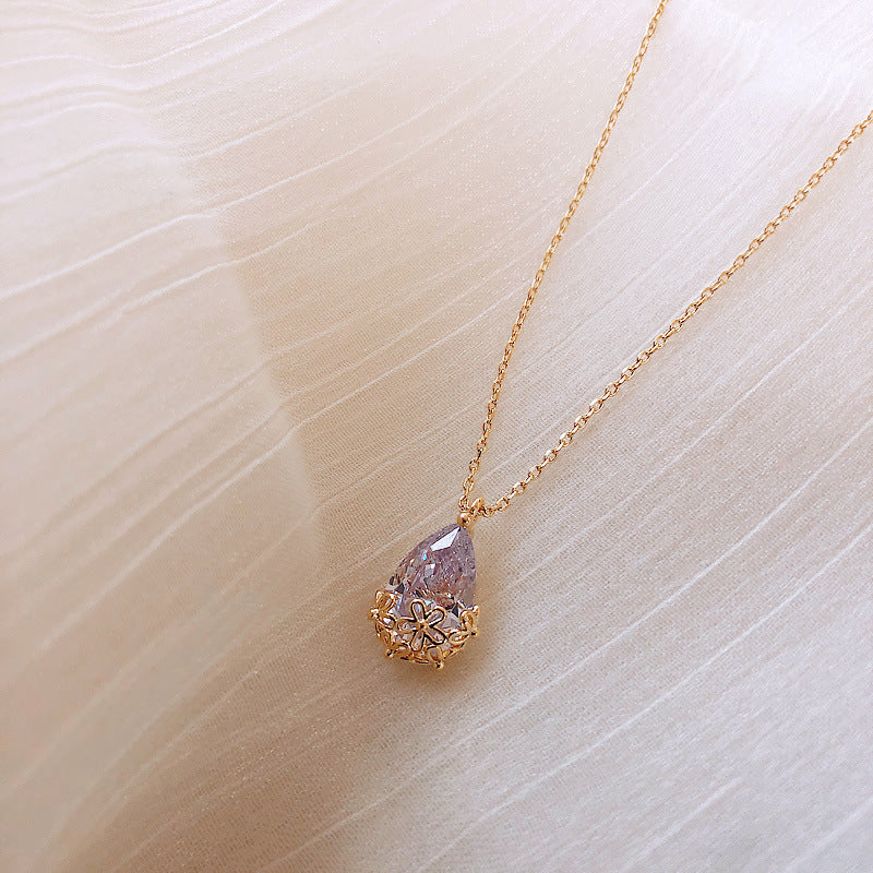 Crystal Water Drop Pendant Necklace Women - One7K