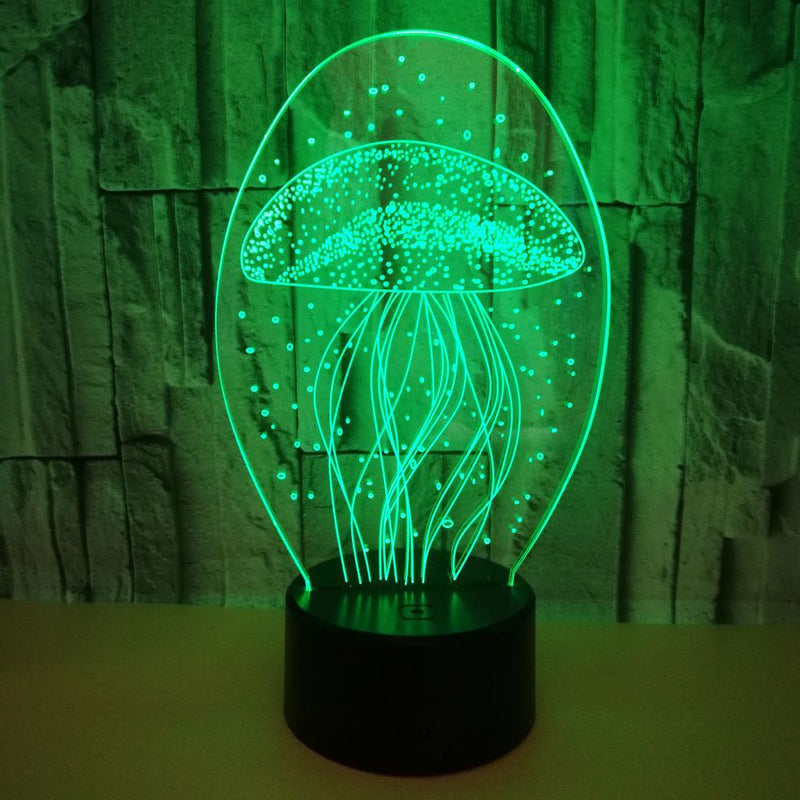 New jellyfish 3D night light remote control 3D light colorful touch led visual light gift atmosphere 3D table light - One7K