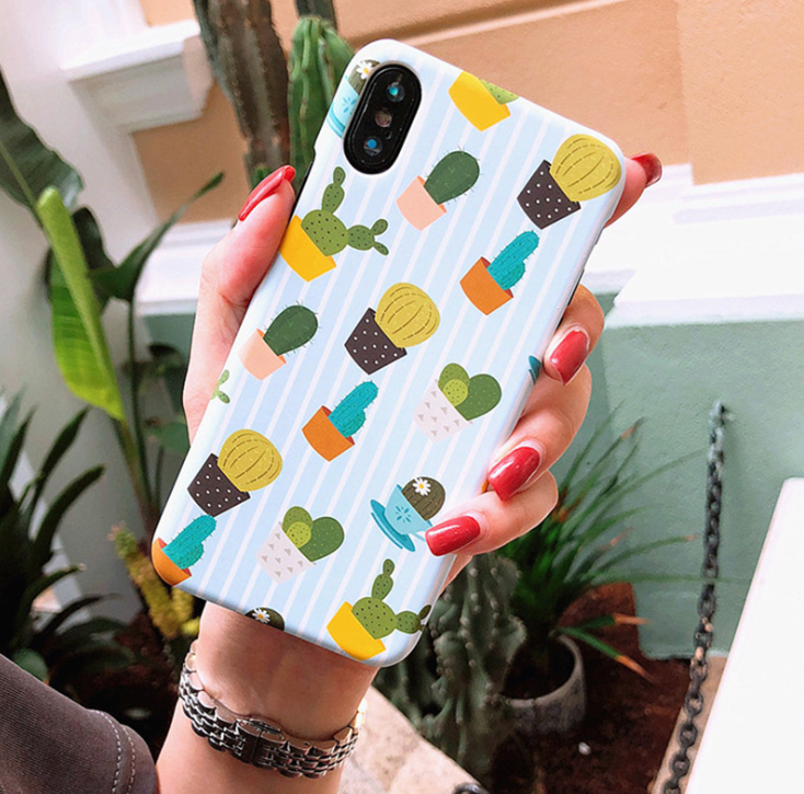 Compatible With Apple, USLION Green Cactus Case For I  Plus Flower Cartoon Animal Phone Cases For  Matte Hard PC Back Cover - One7K