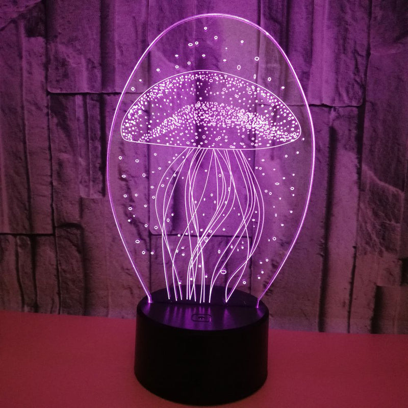New jellyfish 3D night light remote control 3D light colorful touch led visual light gift atmosphere 3D table light - One7K