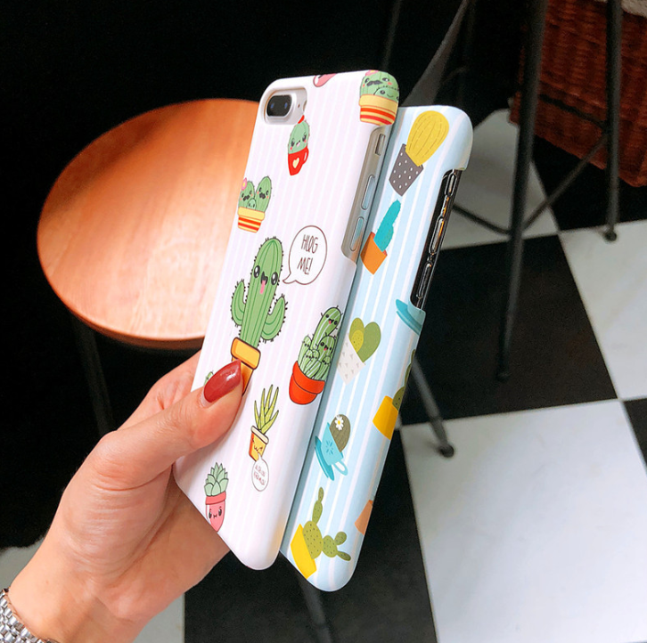 Compatible With Apple, USLION Green Cactus Case For I  Plus Flower Cartoon Animal Phone Cases For  Matte Hard PC Back Cover - One7K