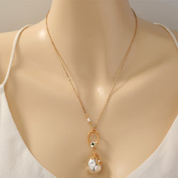 Fashion Women's Pearl Earrings Pendant Necklace - One7K