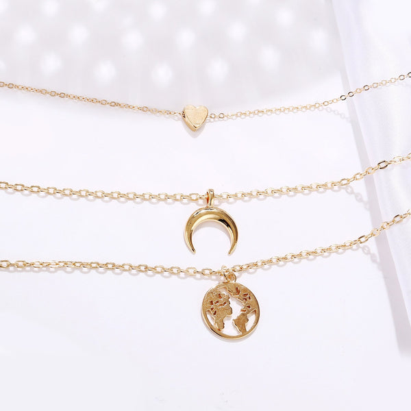 3 Piece Necklace 18K Gold Plated Necklace - One7K