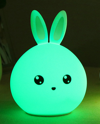 Cute Night Light Animal Rabbit Night lamps Touch Sensor Silicone LED Colorful Lights - One7K