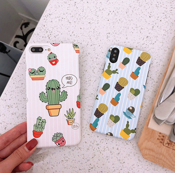 Compatible With Apple, USLION Green Cactus Case For I  Plus Flower Cartoon Animal Phone Cases For  Matte Hard PC Back Cover - One7K