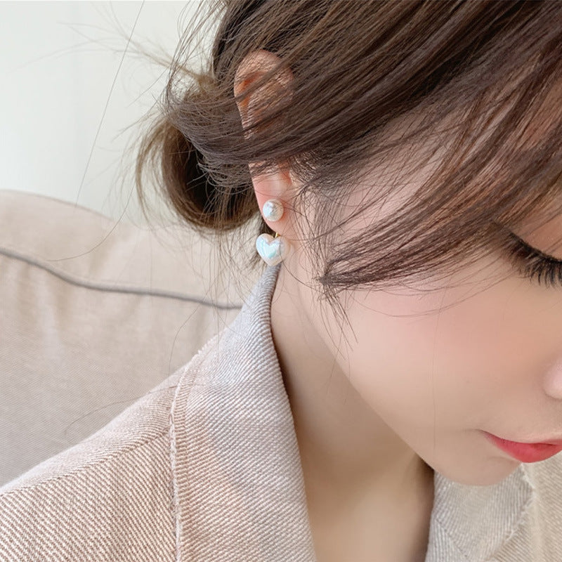 Simple Temperament Love Pearl Stud Earrings - One7K