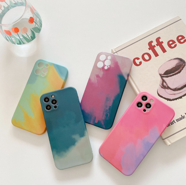 Compatible with Apple, Phone Case Oil Painting Gradient Geometry Soft Silicone Cases For iPhone 12 12Pro 11 Pro Max XR X 7 8Plus Abstract Cover - One7K