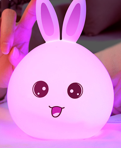 Cute Night Light Animal Rabbit Night lamps Touch Sensor Silicone LED Colorful Lights - One7K