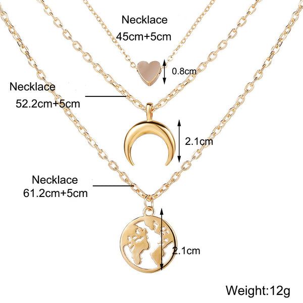 3 Piece Necklace 18K Gold Plated Necklace - One7K