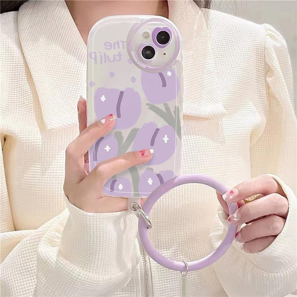 Purple Tulip Transparent Ring Phone Case - One7K